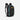 A Sherpani Crew Chromatic Black Travel Backpack, 3/4 view showing lockable zippers and different straps against a white background. #color_chromatic-black