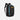 A Sherpani Crew Chromatic Black Travel Backpack, 3/4 view showing lockable zippers and the extender pocket against a white background #color_chromatic-black