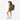 Woman wearing a Sherpani Santiago Antelope Travel Backpack on her back against white backdrop. #color_antelope