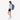 Woman wearing a Sherpani Santiago Seastone Travel Backpack on her back against white backdrop. #color_seastone