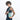 Woman wearing a Sherpani Rogue Surf Blue Mini Crossbody on her shoulder against white background.   #color_surf-blue