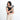 Woman holding a Sherpani Mini Co-Pilot Houndstooth Mini Travel Organizer against white backdrop. #color_houndstooth-print