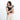 Woman holding a Sherpani Mini Co-Pilot Houndstooth Mini Travel Organizer against white backdrop. #color_houndstooth-print